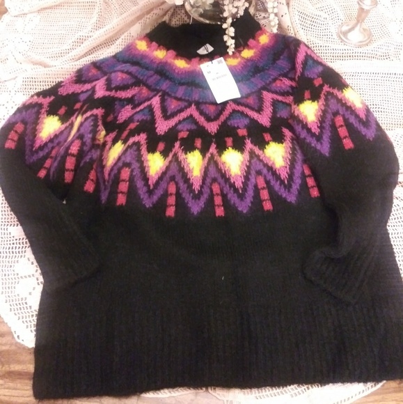 Zara oversized Jacquard Wool multicolore sweater - Picture 2 of 5